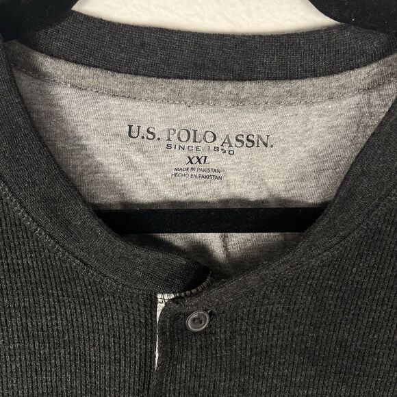 U.S. Polo Assn. Mens XXL Dark Gray Long Sleeve Waffle Knit Henley Thermal NEW - Picture 3 of 7